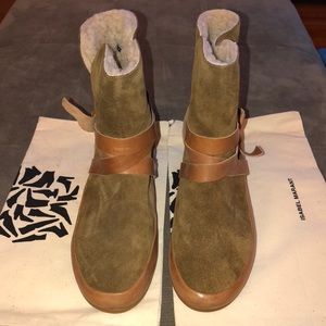NIB Isabel Marant Nygel Tan Shearling Wrap Boots